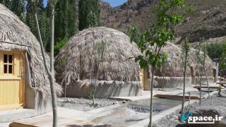 نمای بیرونی کپر های سنتی مجموعه اقامتی نهر سنگی - شهرستان آمل - لاریجان -روستای پلور
